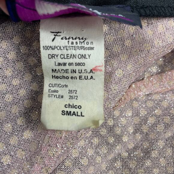 🔥VTG Y2K Fanny USA Whimsy Flocked Burnout Sequins Prom Evening Party Dress XS/S - Picture 12 of 16